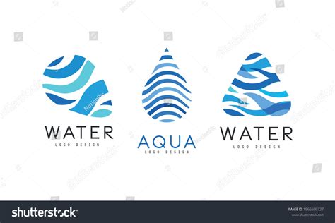 Water Logo Design Set Aqua Blue Stock Vector (Royalty Free) 1966599727 ...