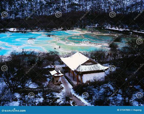 Huanglong Scenic Area in Winter Stock Image - Image of calcite, asia ...