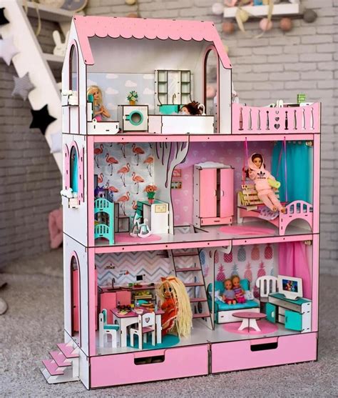 1/6 scale large dollhouse for Barbie WITH FURNITURE / Barbie | Etsy