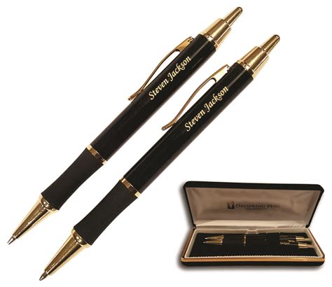 Engraved Black Pen and Pencil Set - Personalized with your name ...