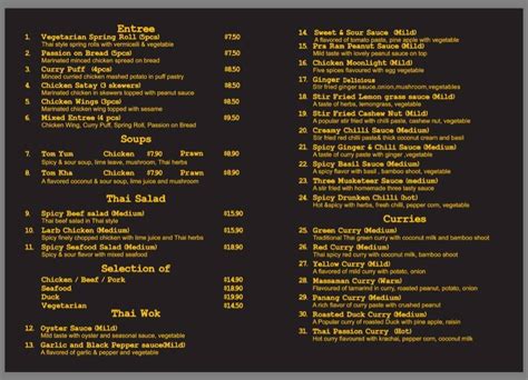 Thai Passion Mission Bay Menu, Menu for Thai Passion Mission Bay ...