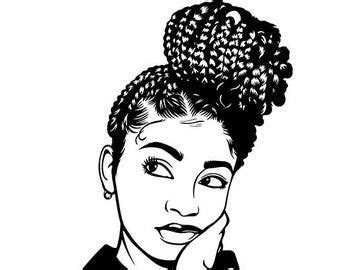 Box Braids Silhouette Cartoon Braids Png - Goimages Garden