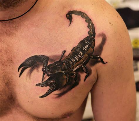 Realistic Scorpion Chest Tattoo | Best tattoo design ideas