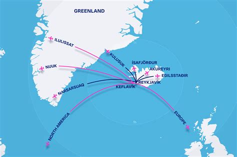 Icelandair flies to 4 destinations in Greenland. Flight times from ...