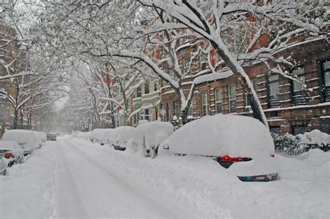 Snow Covered Street after Snowstorm, New York City Stock Image - Image ...