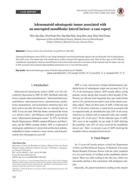 (PDF) Adenomatoid odontogenic tumor associated with an unerupted ...