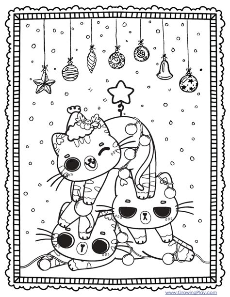 Printable Christmas Cat Coloring Pages