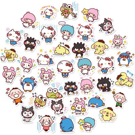 40 pcs Cute Sanrio Cartoon Waterproof Stickers For Scrapbook/Notebook ...