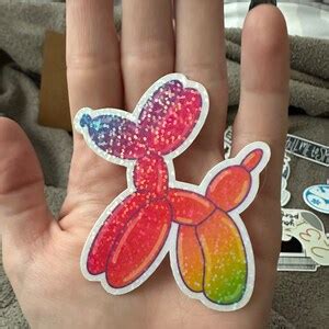 Rainbow Glitter Balloon Dog Sticker, Holographic Glitter Balloon Dog ...