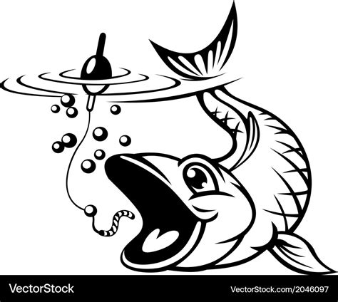 Fish catching a hook Royalty Free Vector Image