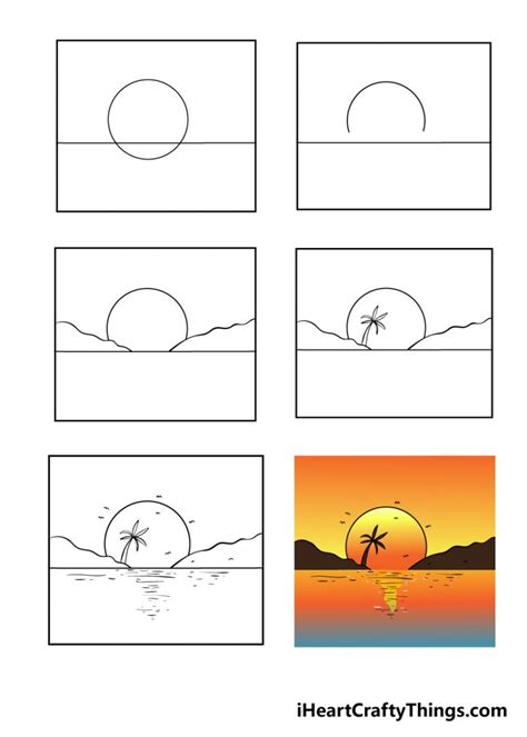 Sunset Drawing - How To Draw A Sunset Step By Step