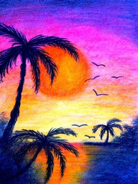 Sunsets With Colored Pencils Drawing at GetDrawings | Free download