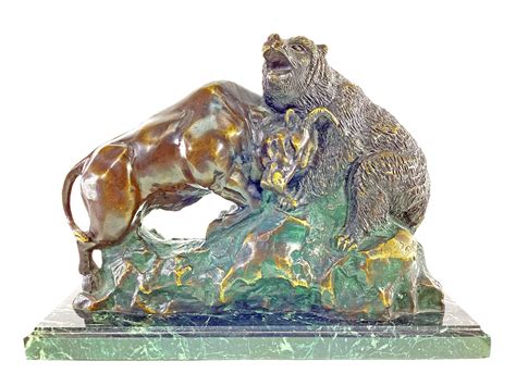 Lot - Wall Street Inspired Bull & Bear Bronze Sculpture