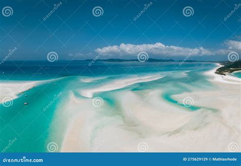 Aerial Drone View of Whitehaven Beach in the Whitsundays, Queensland ...