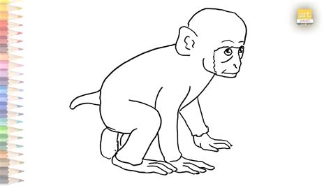 Cute baby Monkey outline sketch easy | How to draw A Baby Monkey very ...