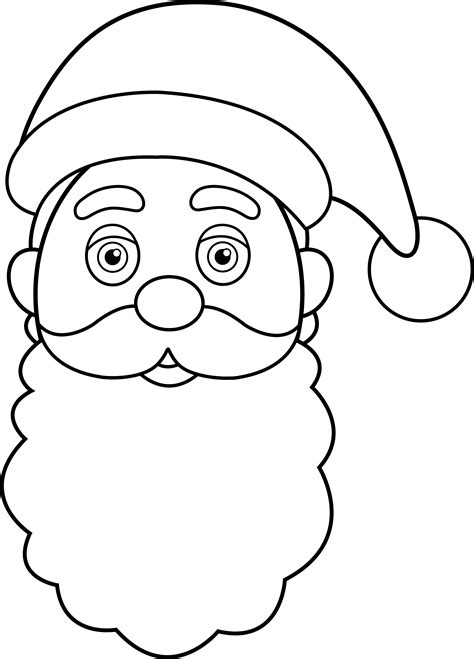 Line Art of Santa Claus Face - Free Clip Art