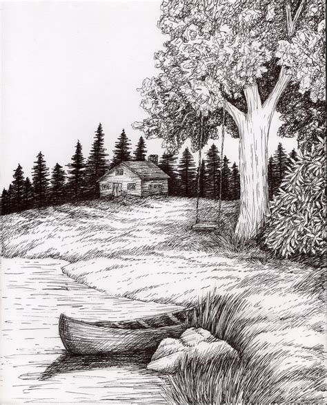 Pencil Sketch Scenery at PaintingValley.com | Explore collection of ...