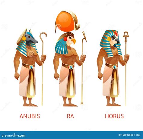 Ancient Egyptian Gods Ra, Horus, Anubis from Egyptian Mythology ...