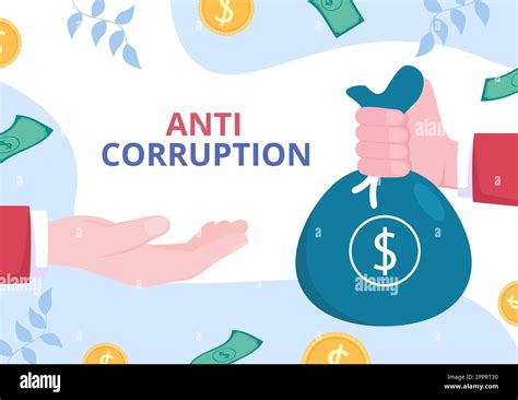 Anti Corruption Background Template Flat Cartoon Vector Illustration ...