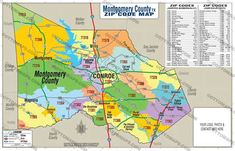 Montgomery County, Texas Zip Code Map – Otto Maps