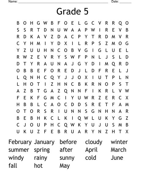 5th Grade Free Printable Word Search Printable - Free Printable Templates