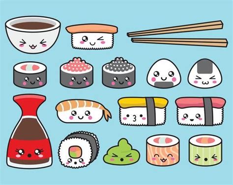 Premium Vector Clipart Kawaii Sushi Clipart Kawaii Sushi | Etsy ...