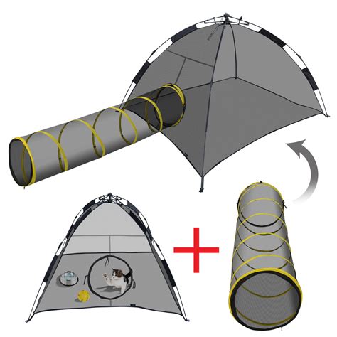Sunny, Foldable Playhouse, Outdoor Cat Enclosure with Tunnel, 73-in ...