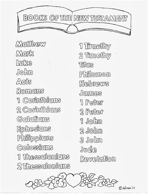 New Testament Books Of The Bible Worksheet