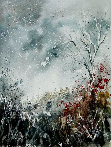 snowy landscape watercolor | Watercolor landscape, Landscape, Wall art ...