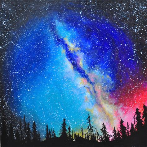 Colorful Galaxy Forest Painting Space Art Cosmic Art Galaxy | Etsy