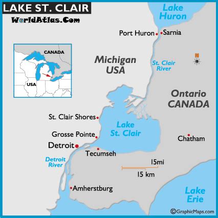 Lake St. Clair Map Detroit River St. Clair River Information Page