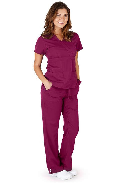 Ultra Soft Medical Nurse Uniform Premium Womens Junior Fit Mock Wrap ...