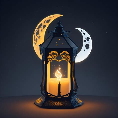 Premium AI Image | A lantern with a candle and the moon on it