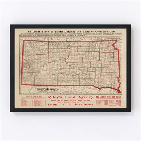 Vintage Map of South Dakota, 1906 by Ted's Vintage Art