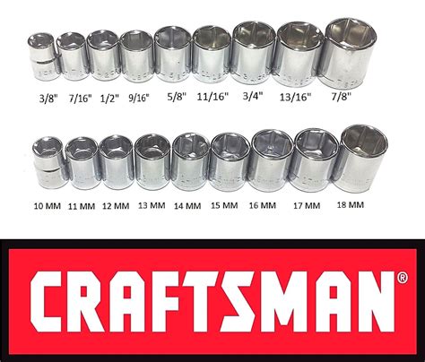 NEW CRAFTSMAN 18 pc SAE STANDARD & METRIC 3/8" DRIVE 6 POINT SOCKET SET ...