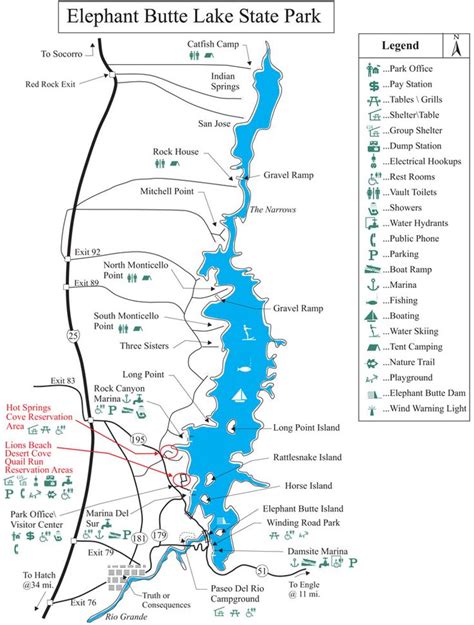 Map of Elephant Butte Lake State Park | New Mexico - Places to See