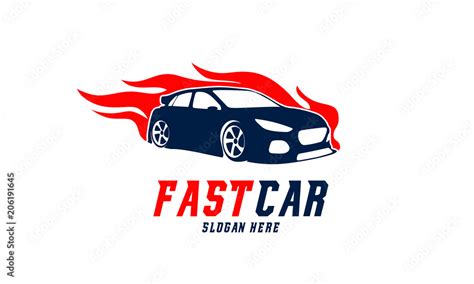 Fast Racing Car logo vector, Racing Car with Flame logo template Stock ...