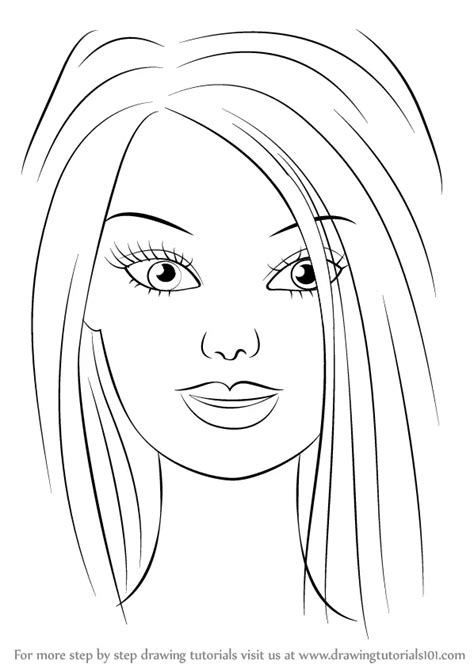 Learn How to Draw Barbie Face (Barbie) Step by Step : Drawing Tutorials