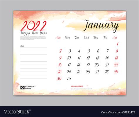 Calendar 2022 template-january month design Vector Image