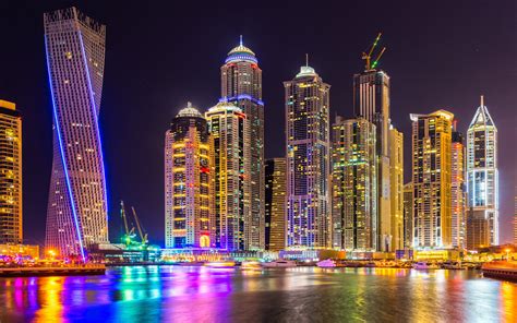 Dubai City Of Skyscrapers, Tall Buildings, Night Light - Desktop ...