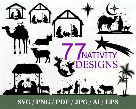 Nativity Silhouette Bundle SVG Nativity Scene Svg Nativity Scene ...