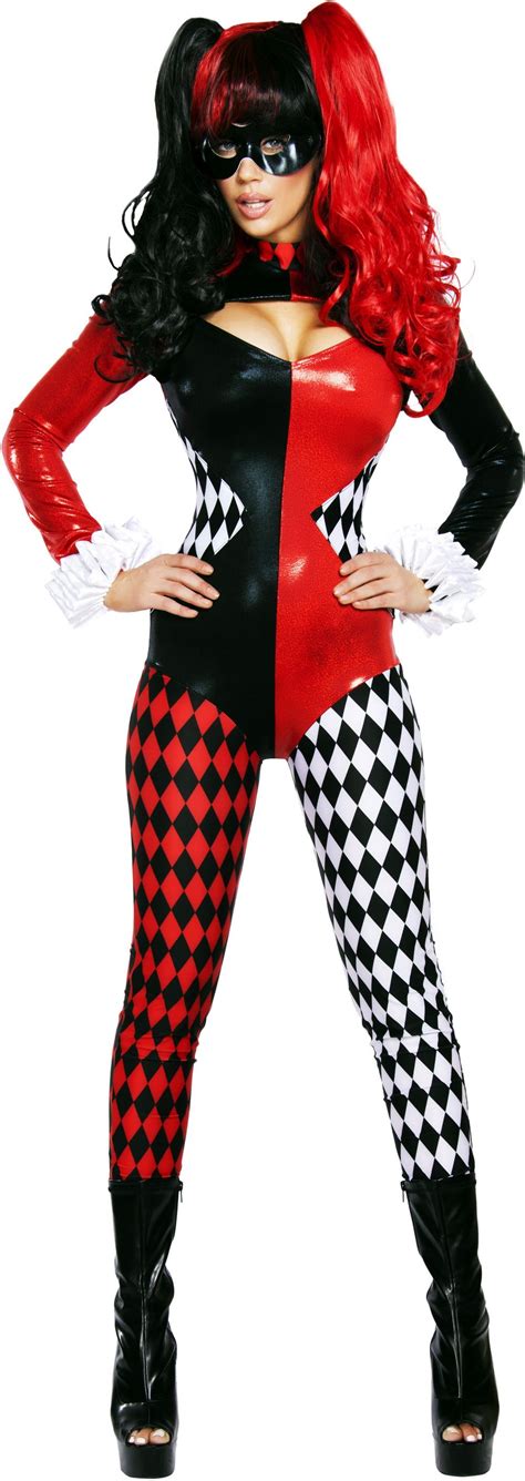 Harley Quinn Supervillain Jester Catsuit Cartoon Characters Costume ...