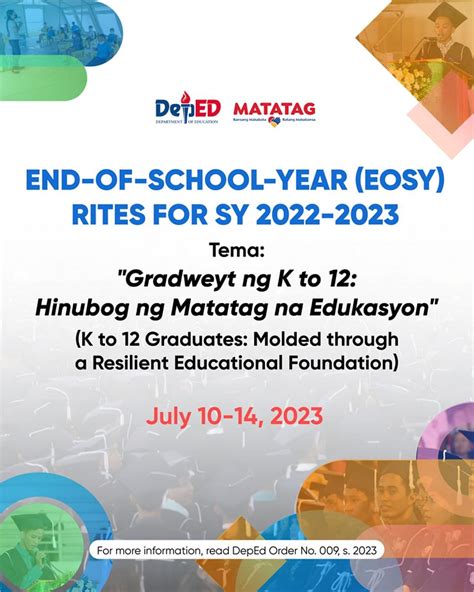 DepEd 2023 graduation theme: “Gradweyt ng K to 12: Hinubog ng Matatag ...