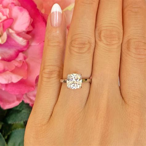 2 ct 4 Prong Cushion Cut Stacking Solitaire Engagement Ring – Tiger Gems