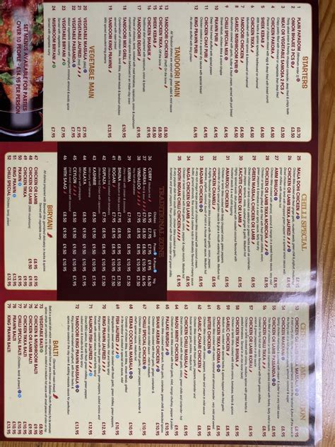 Menu at RED CHILLI restaurant, Penryn