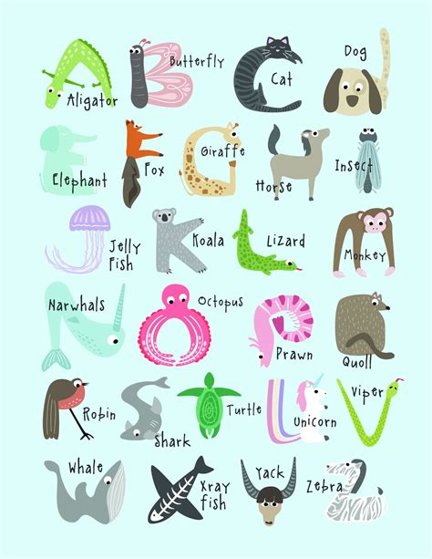 Free, Cute And Educational Animal Alphabet Printables - Tulamama