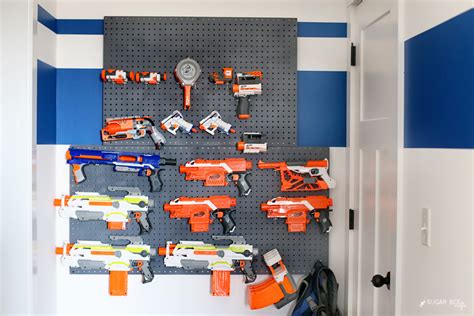 Nerf Wall Pegboard Storage - Sugar Bee Crafts