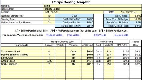 Excel Recipe Costing Template example | Chef Tools | Pinterest | Frying ...