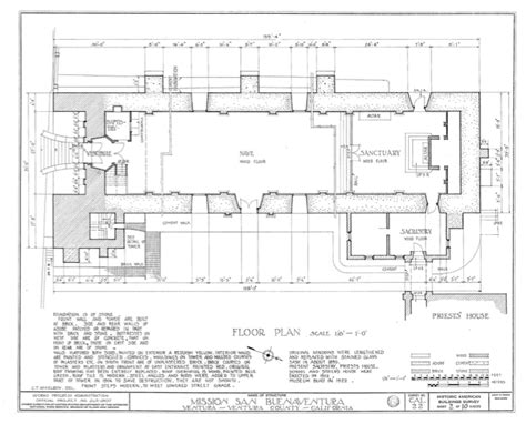 Mission San Buenaventura Floor plan - Spanish Missions in California by ...