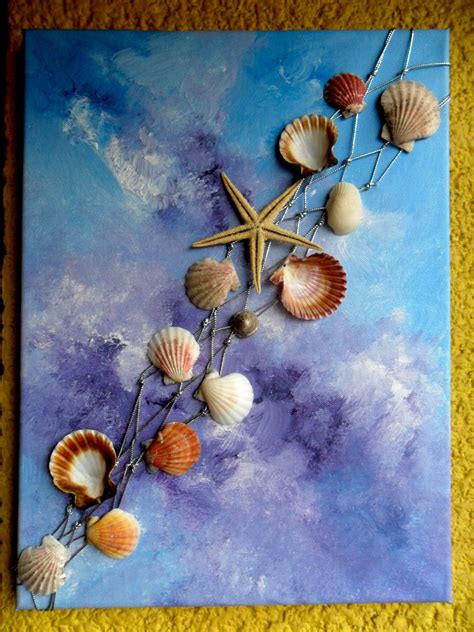 seashells on canvas - Google Search | Seashell painting, Seashell art ...